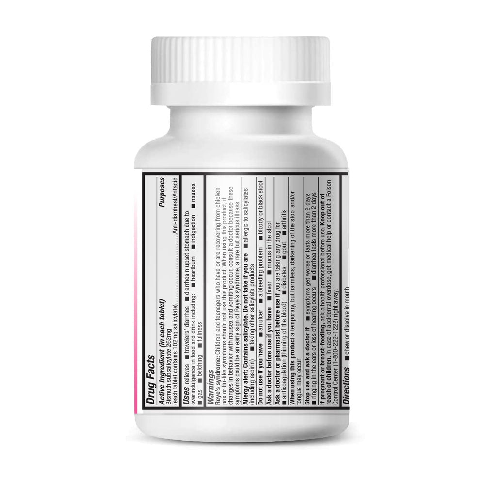 HealthA2Z Bismuth 262mg dosage label highlights quick relief potential