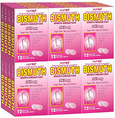 HealthA2Z Bismuth tablets closeup for fast digestive relief