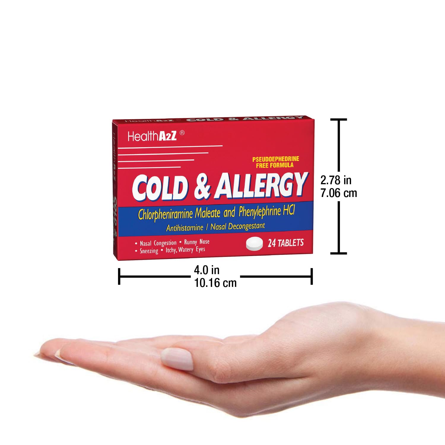 HealthA2Z Cold & Allergy daily use scene suggests routine relief from congestion