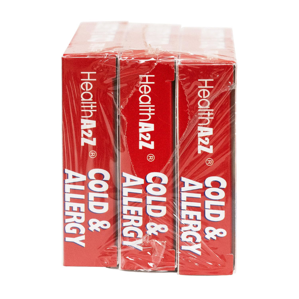 HealthA2Z Cold & Allergy packaging displays a 72-tablet supply for ongoing relief