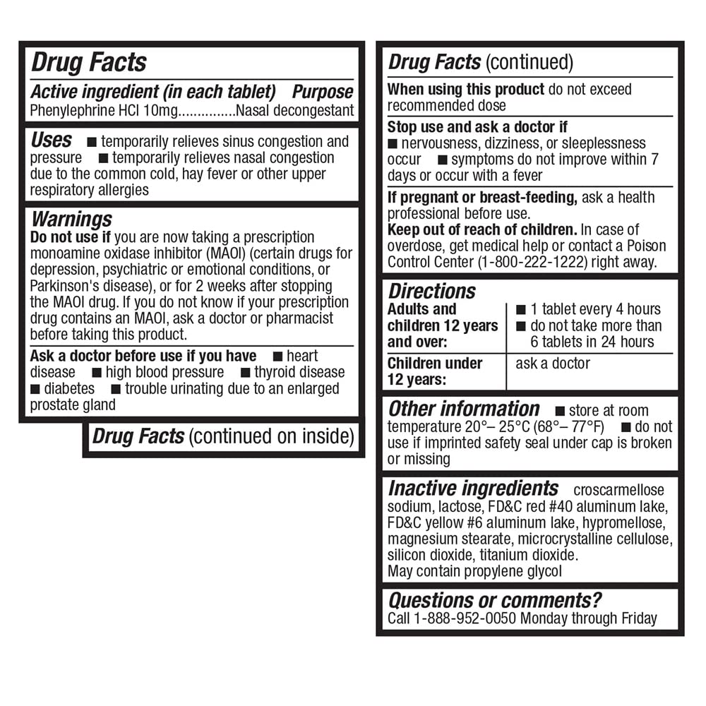 HealthA2Z Decongestant PE box-label highlights a 90-count package for ongoing relief.