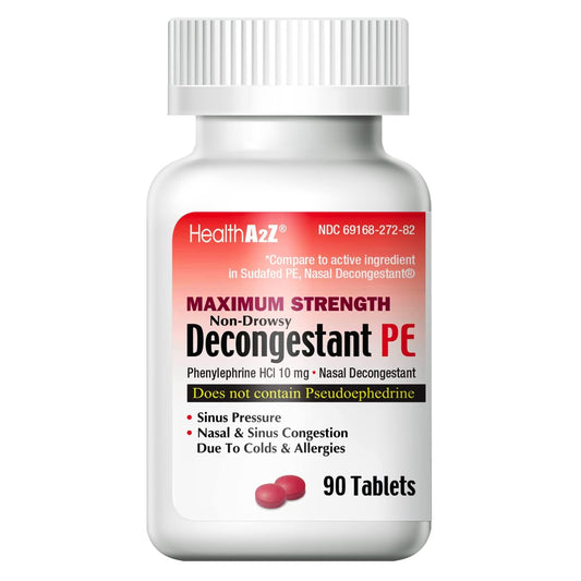 HealthA2Z Decongestant PE tablet for quick, non-drowsy nasal relief.
