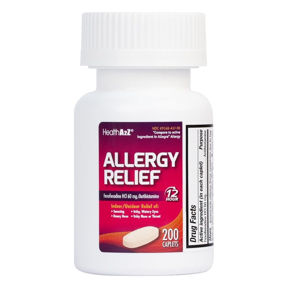HealthA2Z Fexofenadine 60mg bottle showing rapid symptom relief potential