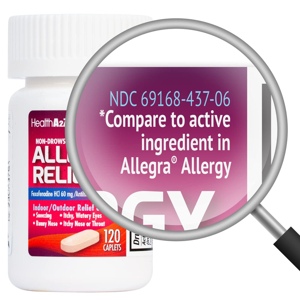 HealthA2Z Fexofenadine 60mg packaging showcases 120-count supply for daily use