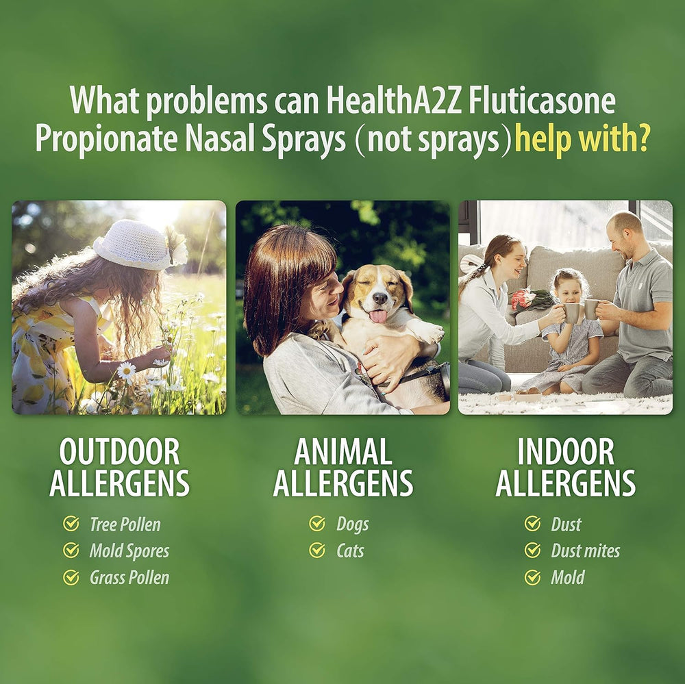 HealthA2Z Fluticasone nasal spray application image illustrating easy daily use