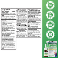 HealthA2Z Fluticasone nasal spray box and bottle with clear daily-use packaging for relief