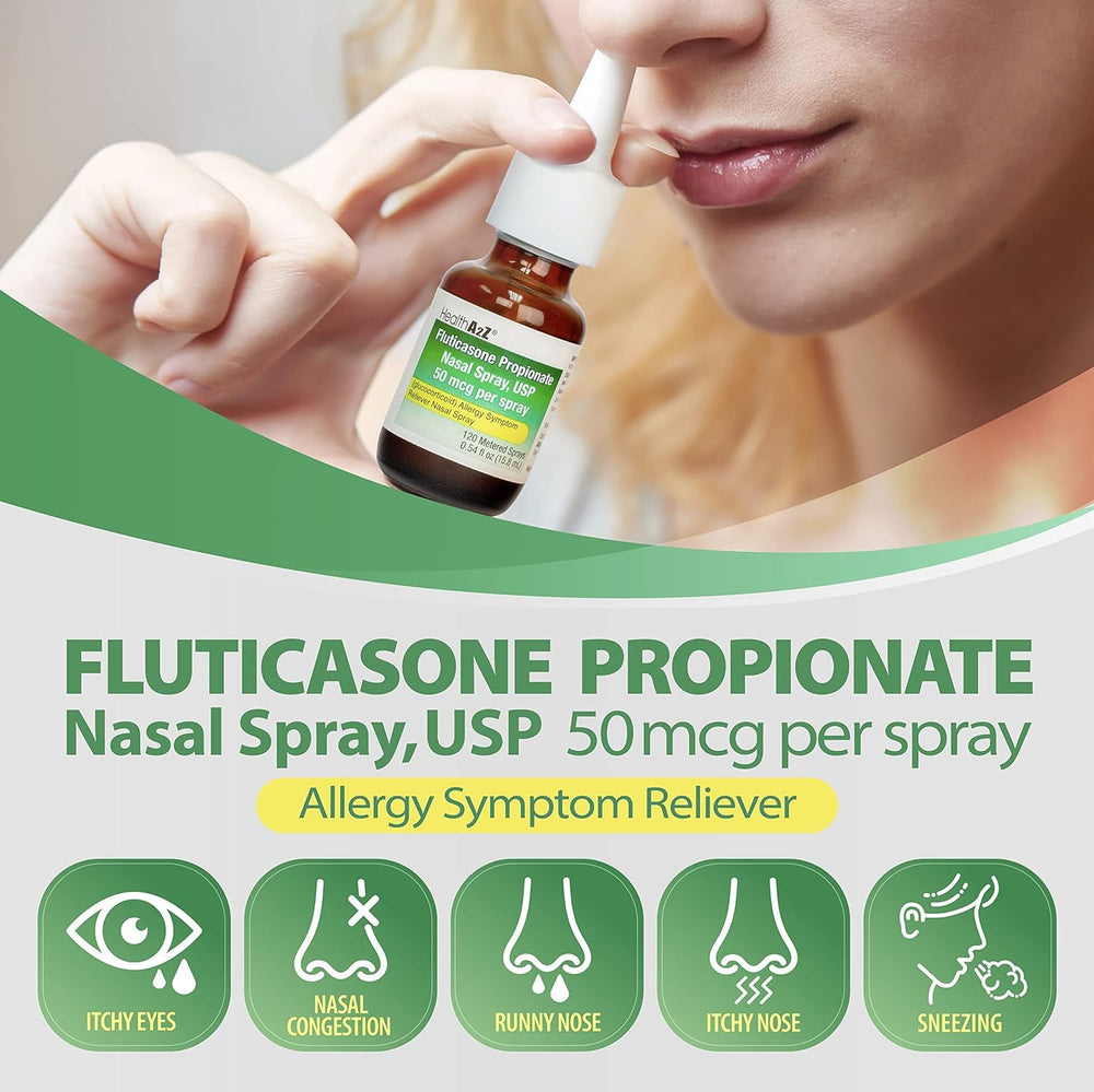 HealthA2Z Fluticasone nasal spray nozzle closeup showing accurate dosing for reliability