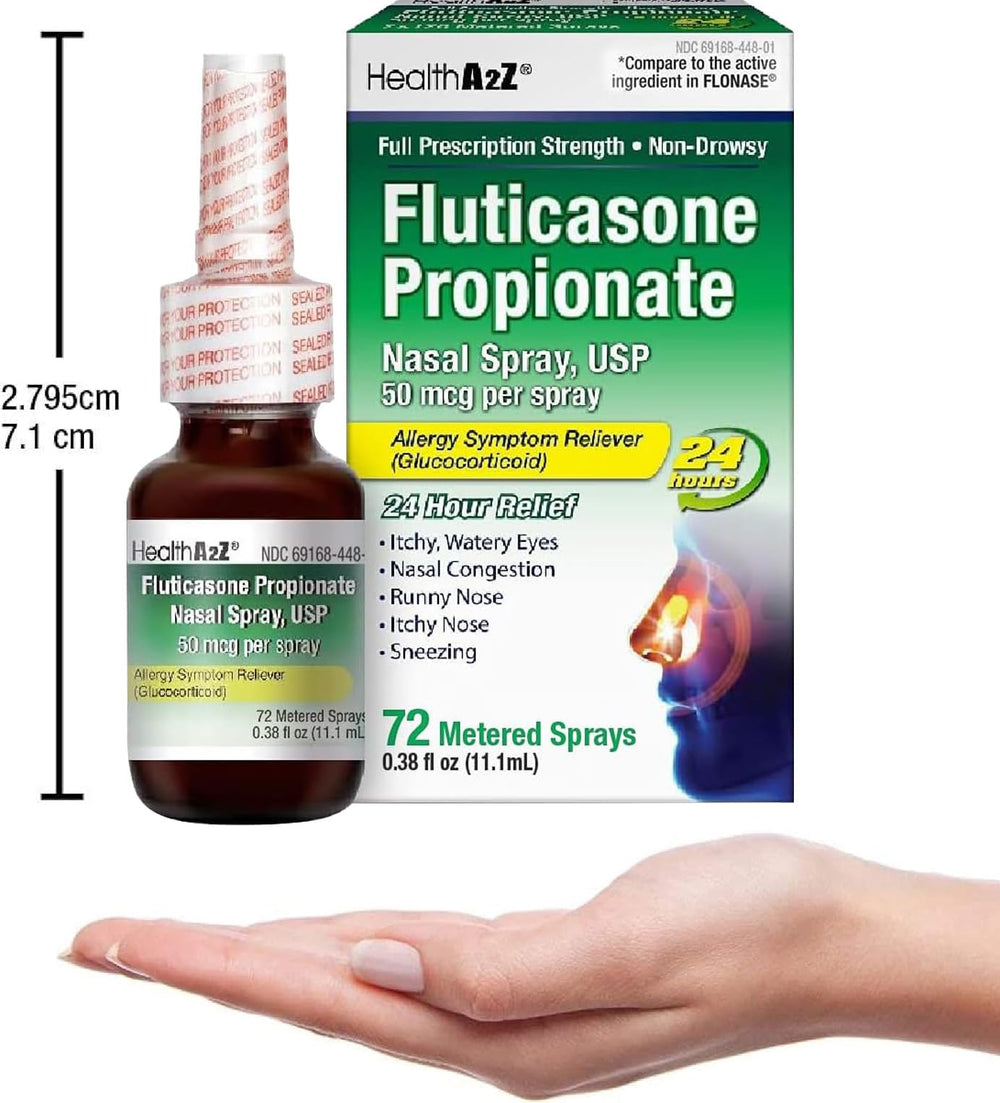HealthA2Z Fluticasone nasal spray packaging highlighting quality and safety
