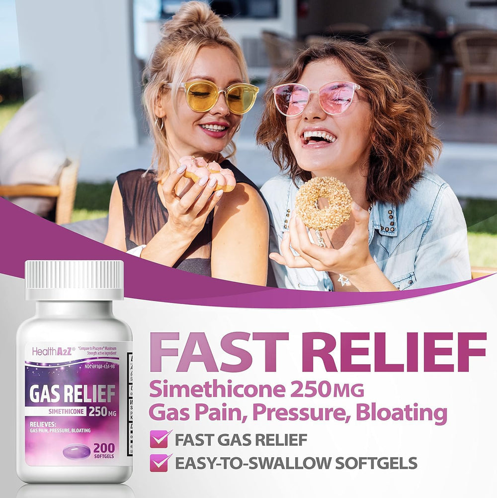HealthA2Z gas relief scene depicting comfortable digestion after meals.