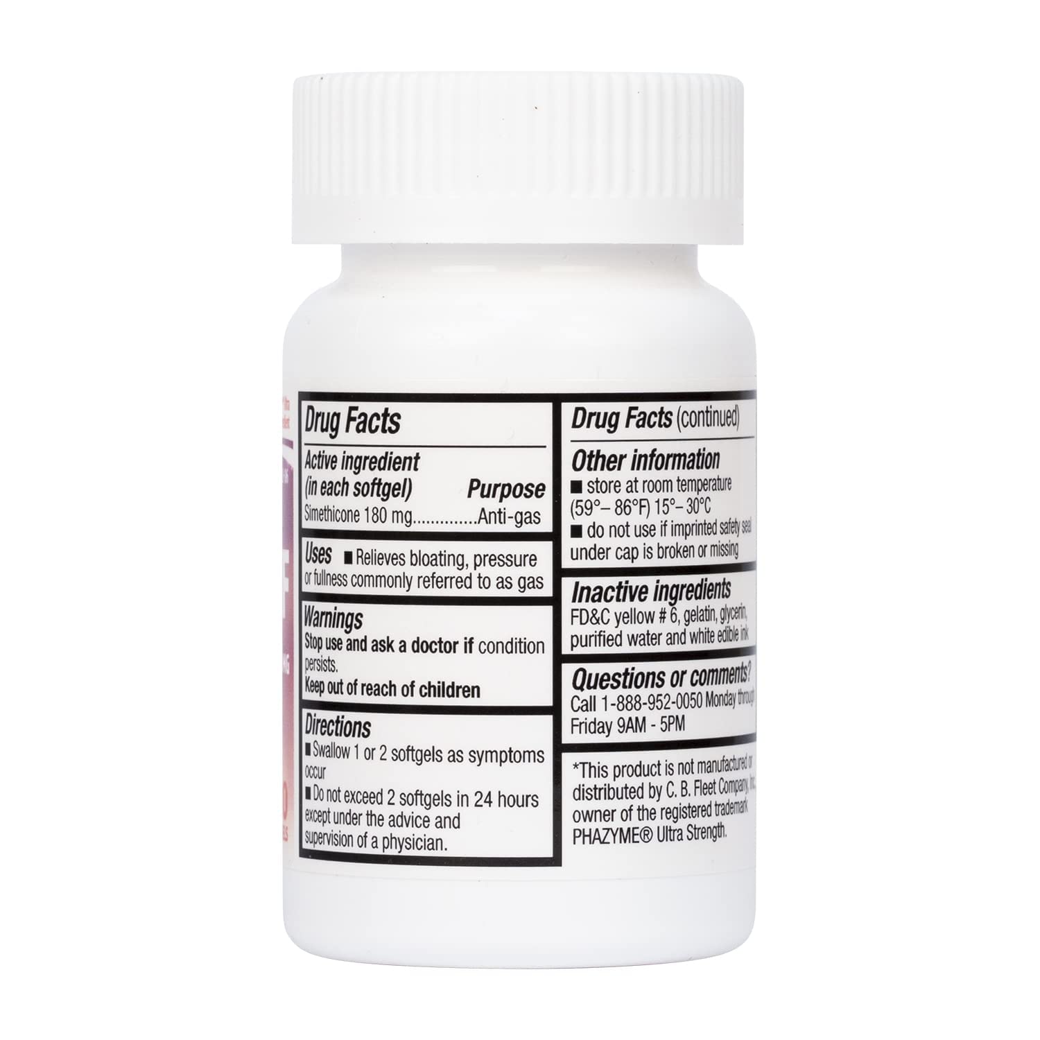 HealthA2Z Gas Relief packaging box emphasizes per-pack information for travelers