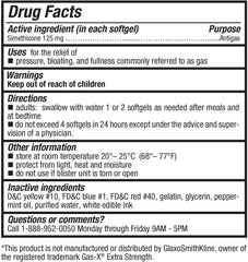 HealthA2Z Gas Relief Softgels bottle label showing 125mg simethicone