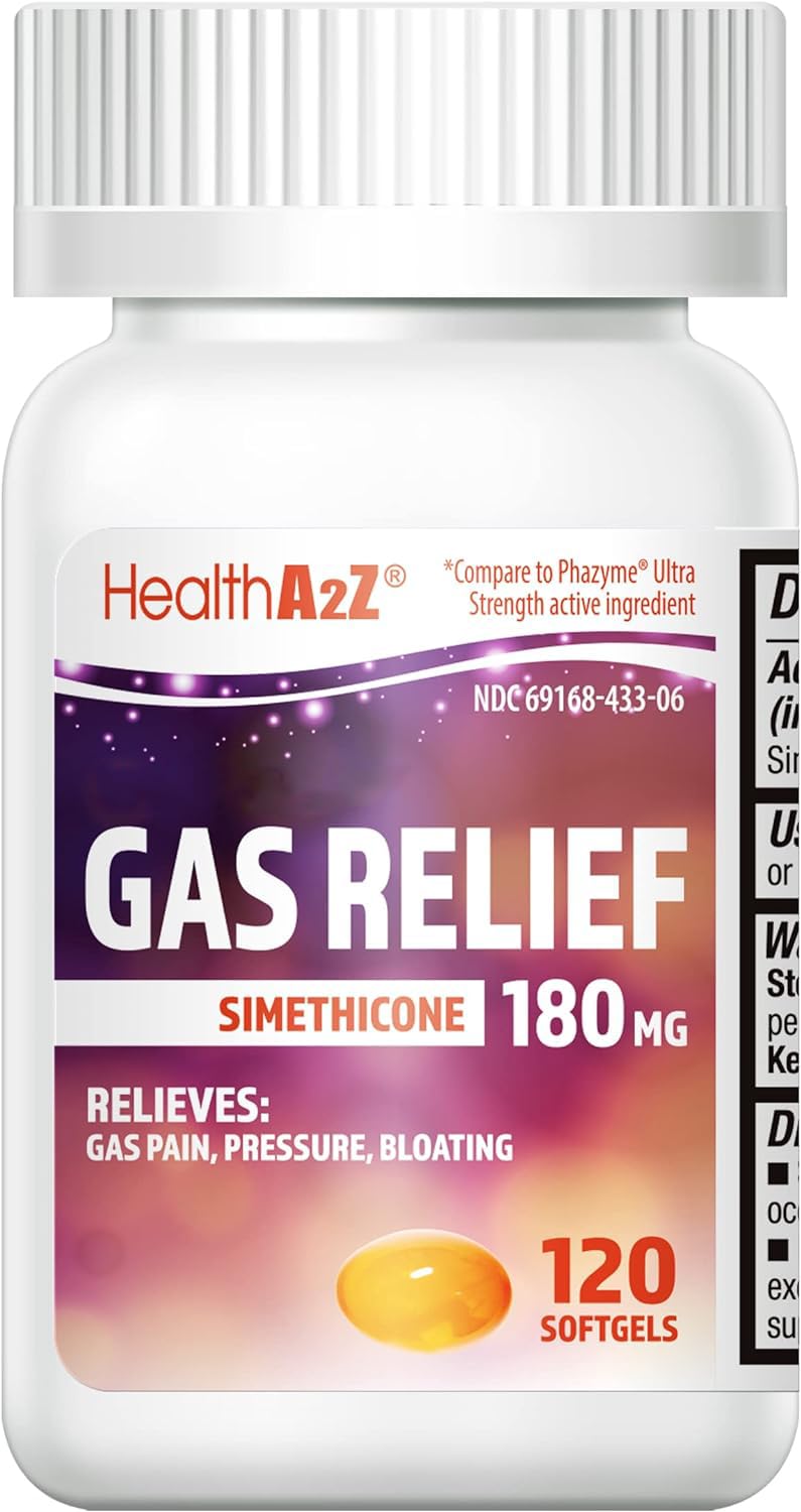 HealthA2Z Gas Relief softgels pack provides fast digestive comfort after meals