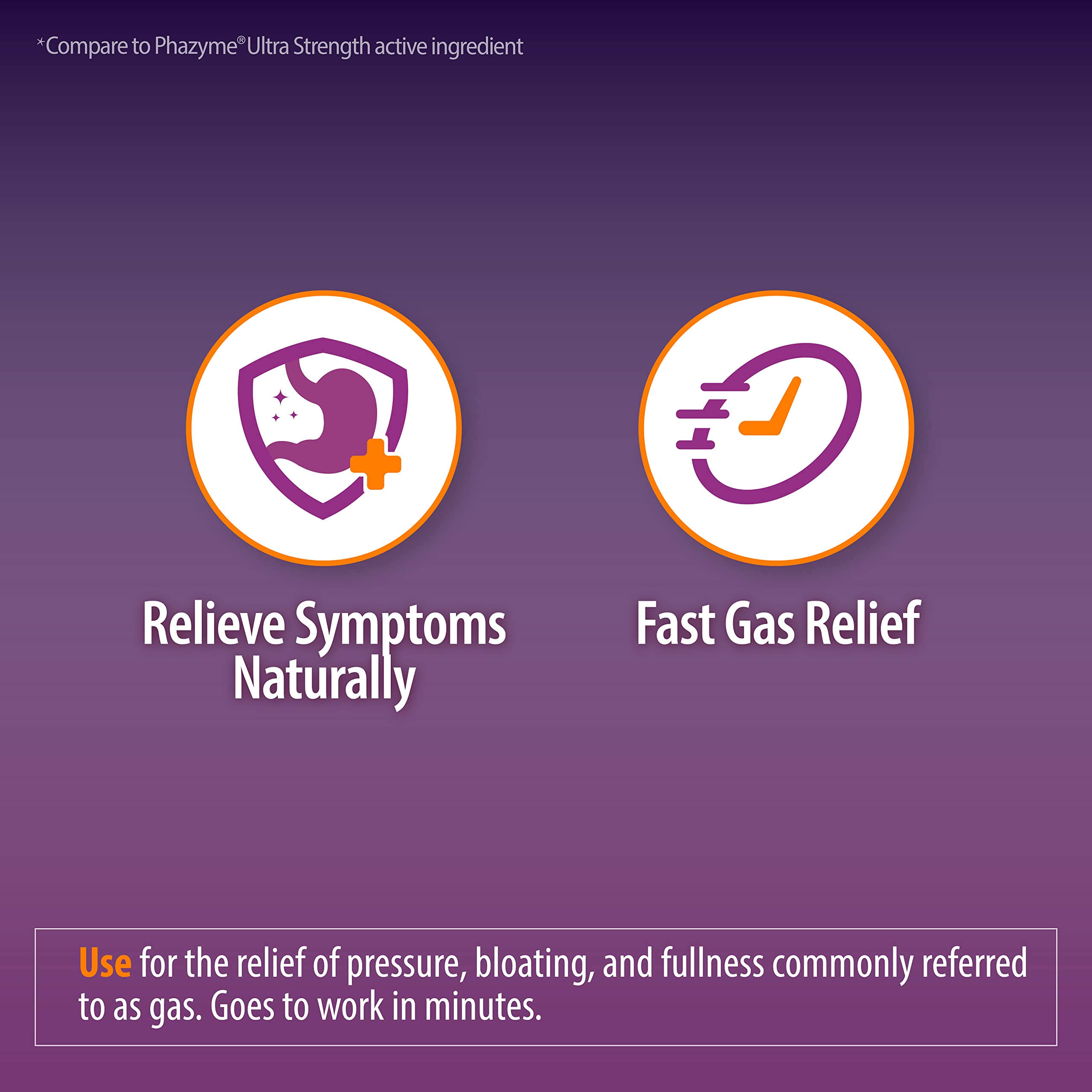 HealthA2Z Gas Relief use-scene shows taking a softgel during meals for comfort