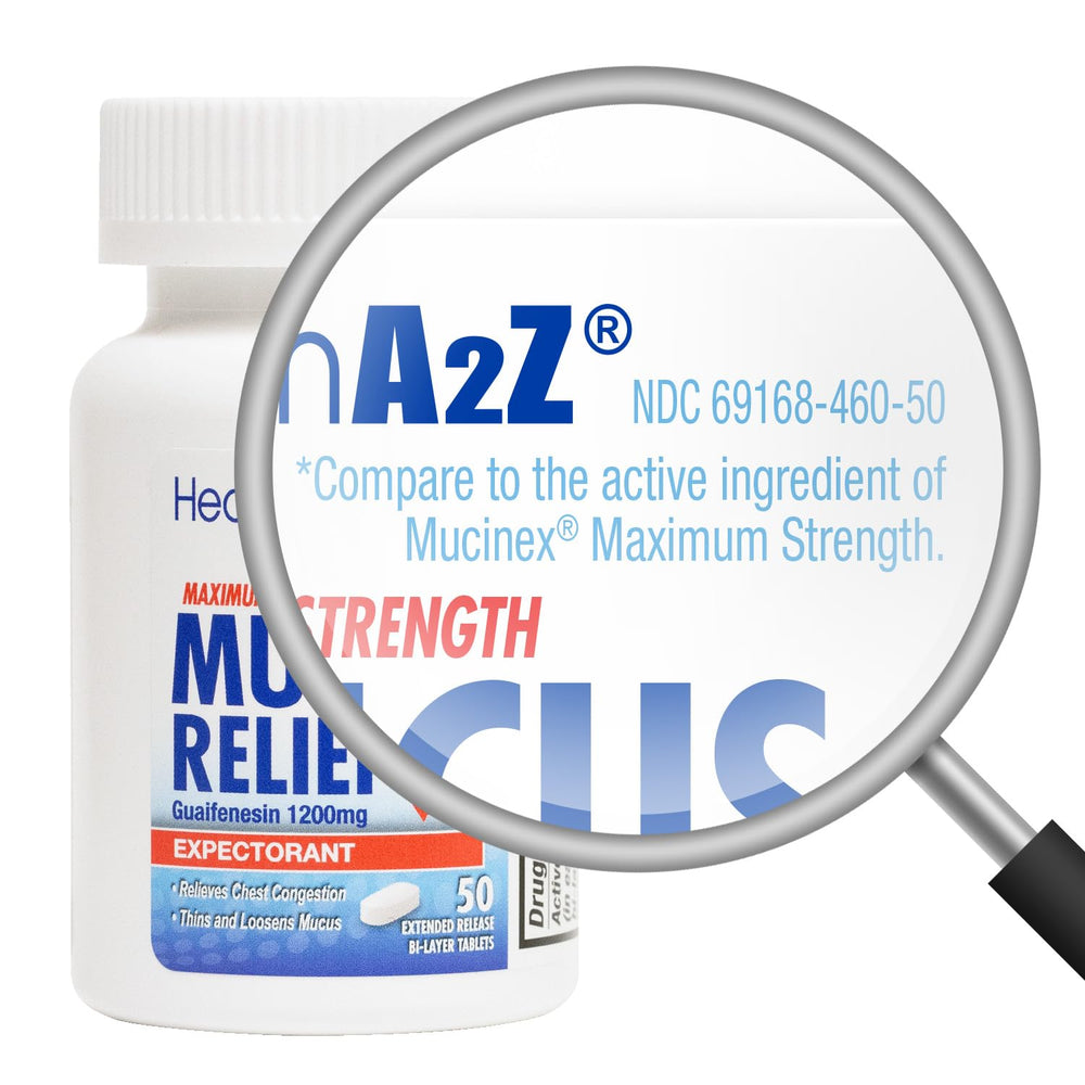 HealthA2Z Mucus Relief packaging close-up