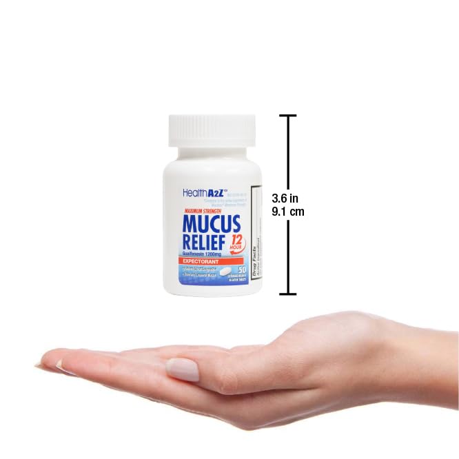 Side view of HealthA2Z Mucus Relief bottle