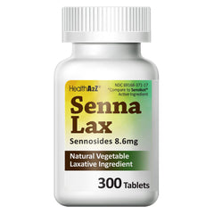 HealthA2Z Senna Laxative bottle front highlights natural plant based laxative for gentle relief