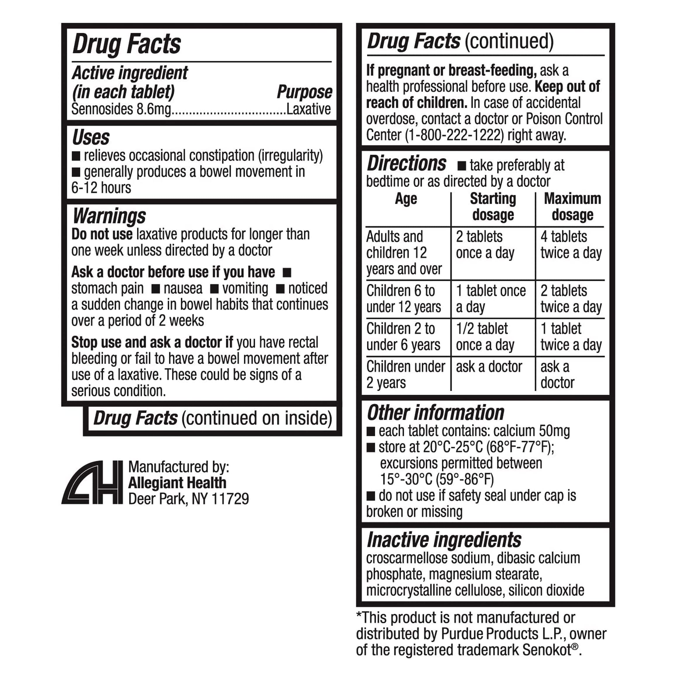 HealthA2Z Senna Laxative box packaging communicates natural vegetable laxative benefits