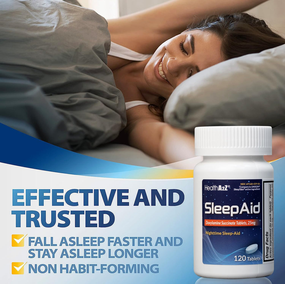 HealthA2Z Sleep Aid box-and-bottle display highlights trusted sleep support.