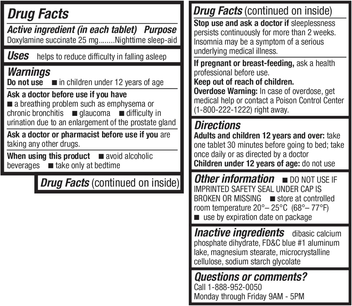 HealthA2Z Sleep Aid dosage label indicating 30-minute bedtime guidance.
