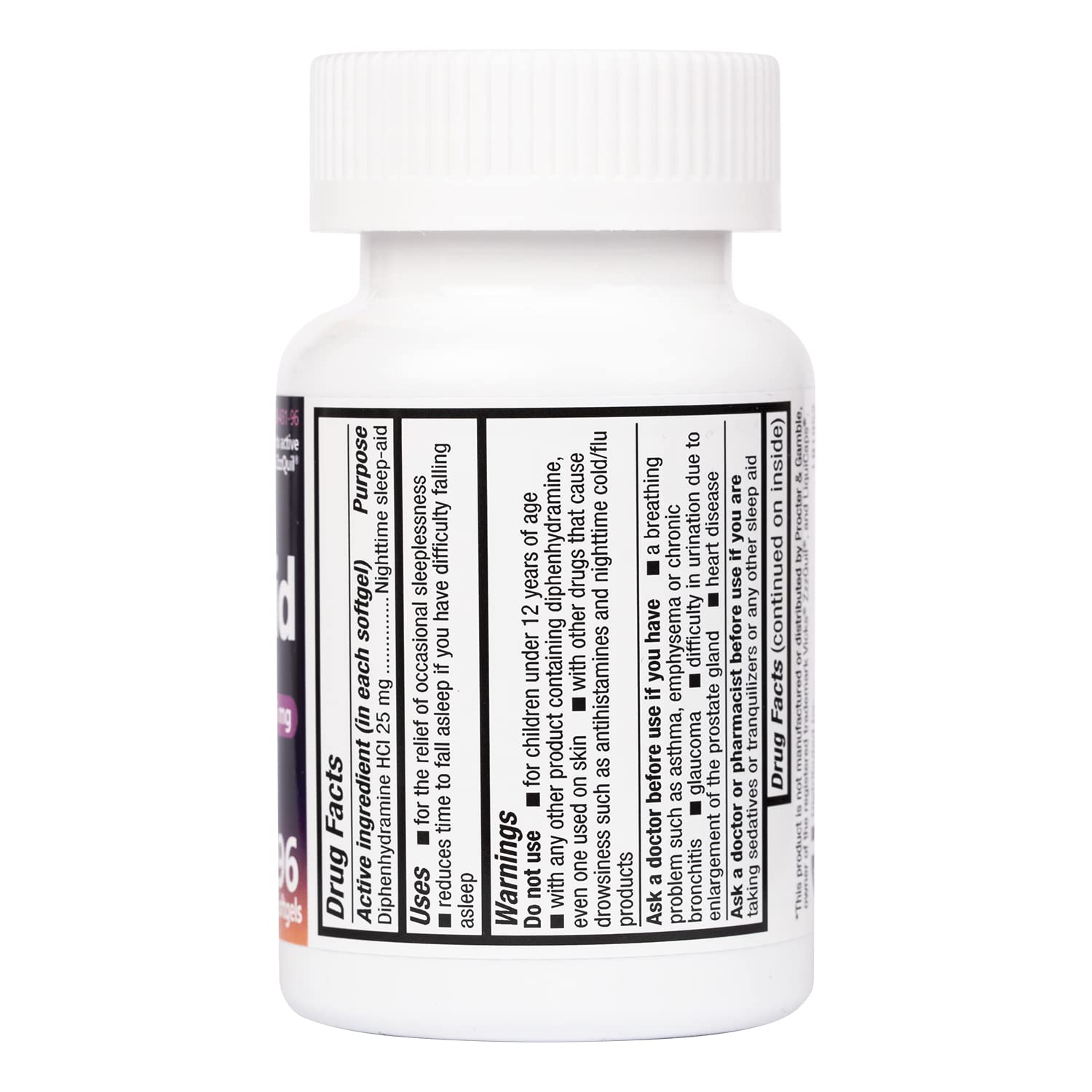HealthA2Z Sleep Aid softgels closeup highlights 25 mg diphenhydramine for nighttime support.