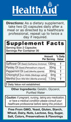 Illustration of chlorophyll, parsley oil, safflower oil and peppermint oil ingredients