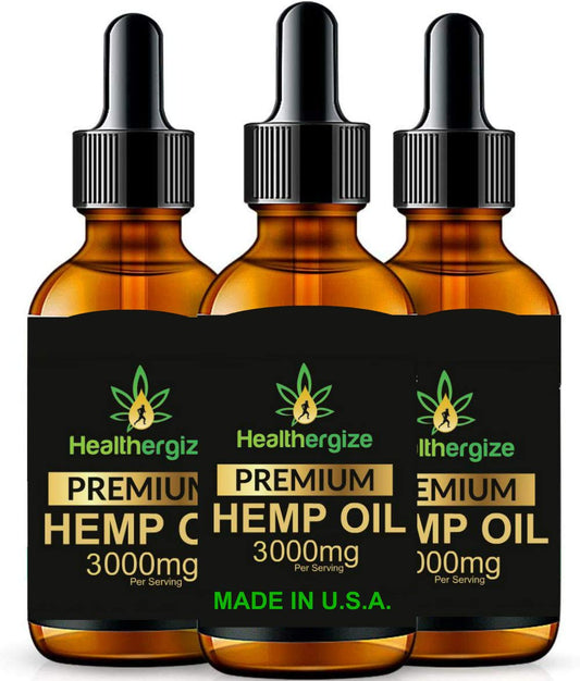 Healthergize hemp oil premium bottle with dropper