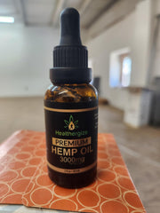 Dropper dispensing hemp oil from bottle