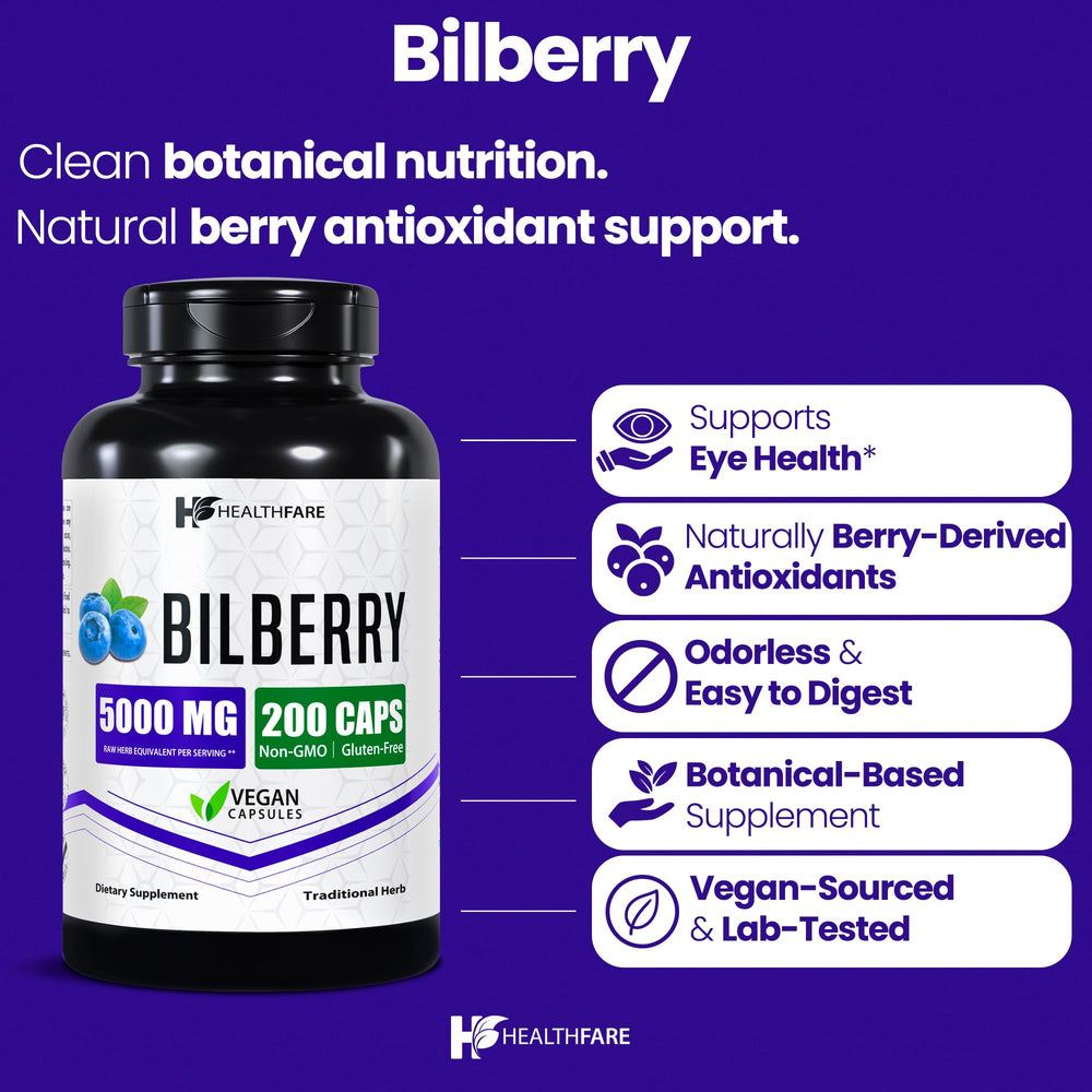 HealthFare Bilberry Eyes Supplement bottle – front label