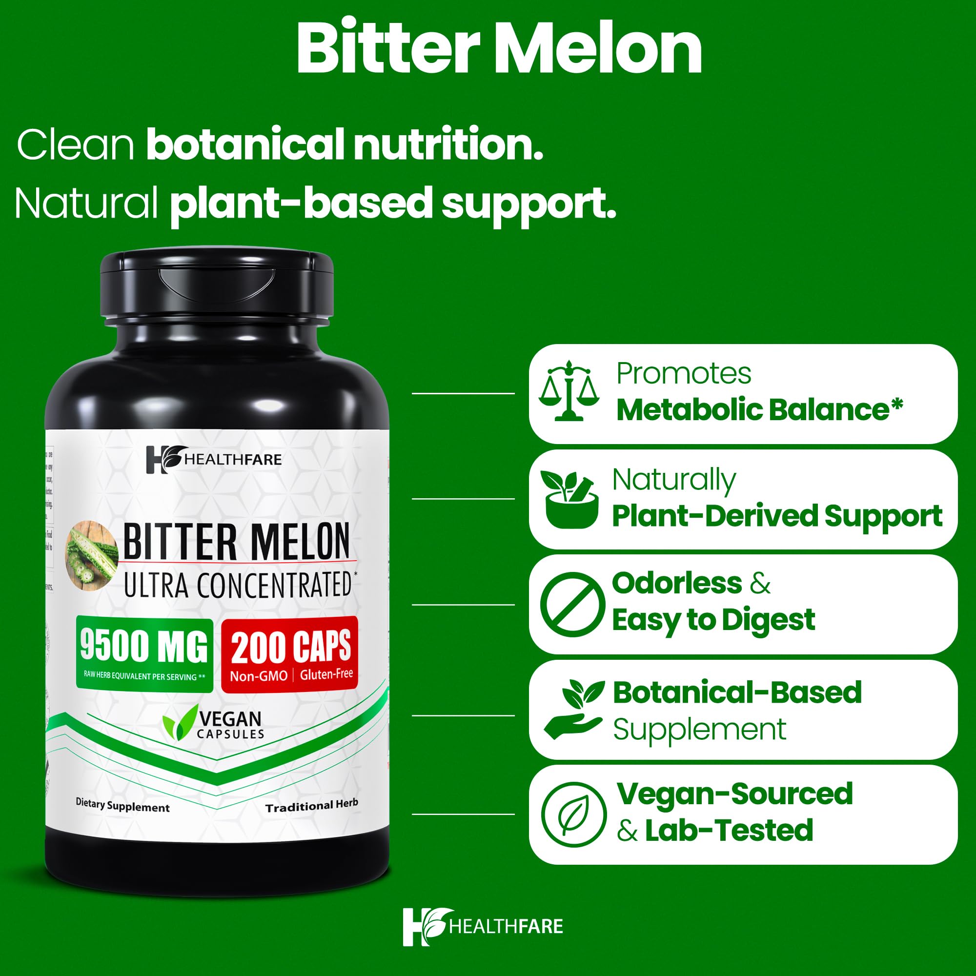 200 vegan capsules per bottle side view