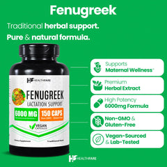 Healthfare Fenugreek Seed Extract 6000mg bottle with label
