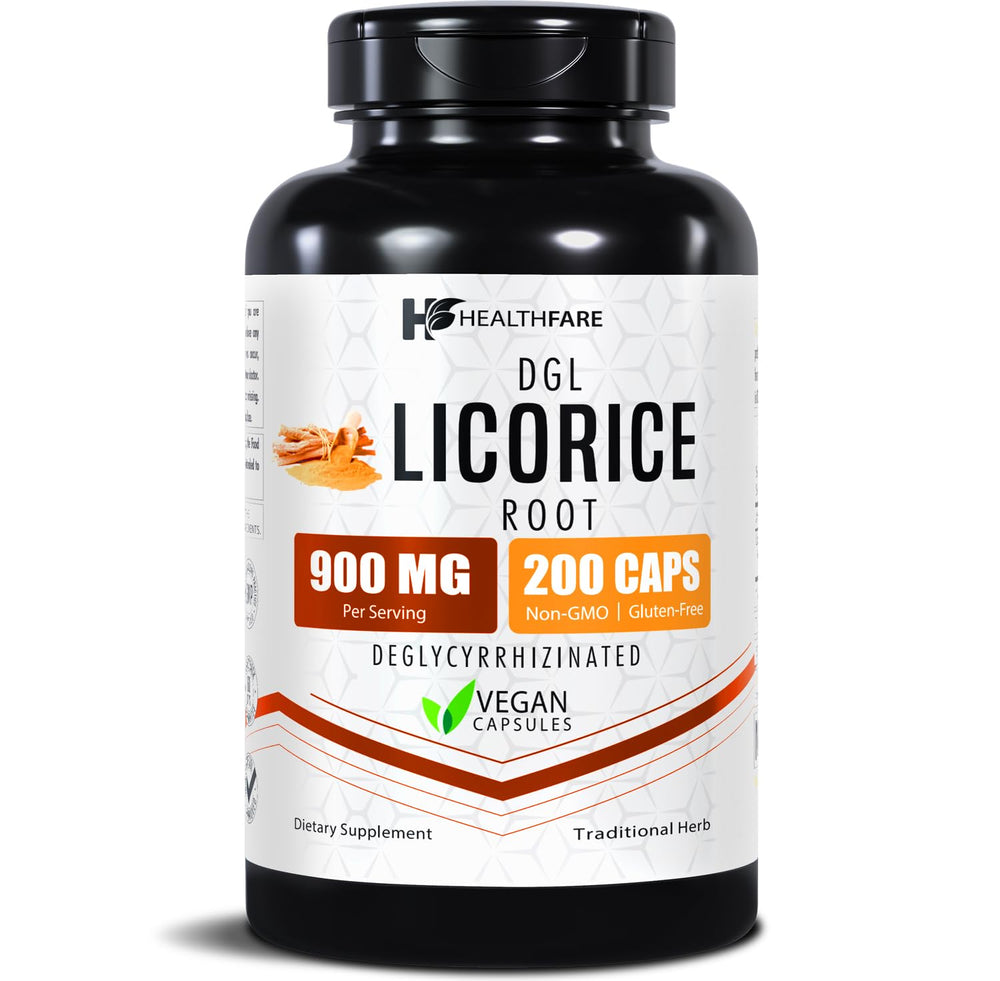 Healthfare Licorice Root Extract 900mg bottle – front view