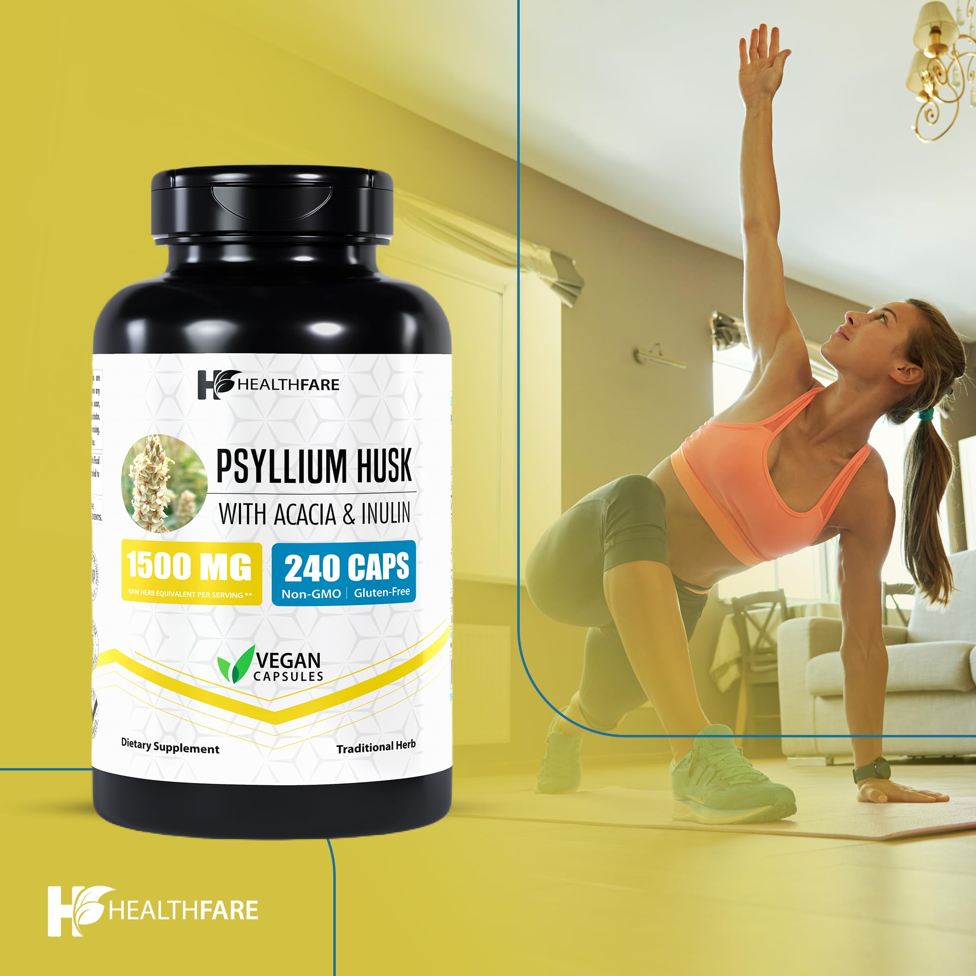 Vegan capsules for Healthfare Psyllium Husk Capsules