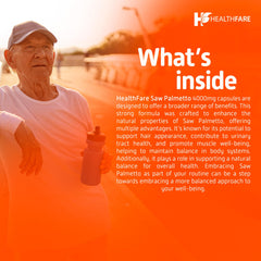 Back label of Healthfare Saw Palmetto Extract Capsules bottle