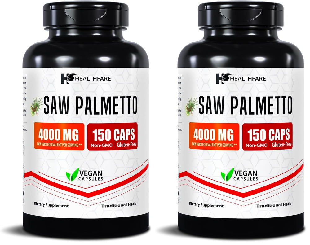 Front view of Healthfare Saw Palmetto Extract Capsules bottle