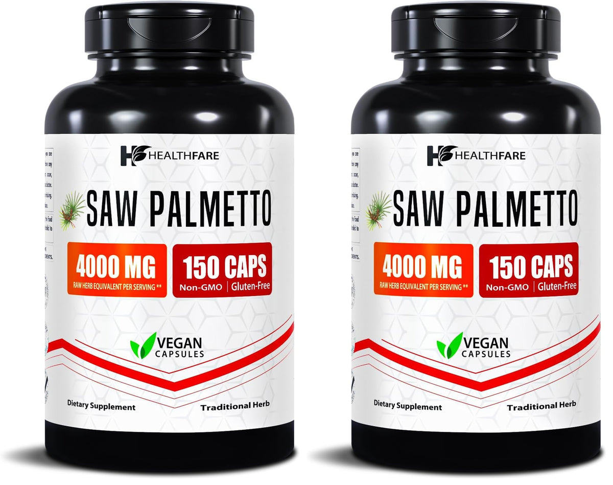 Front view of Healthfare Saw Palmetto Extract Capsules bottle