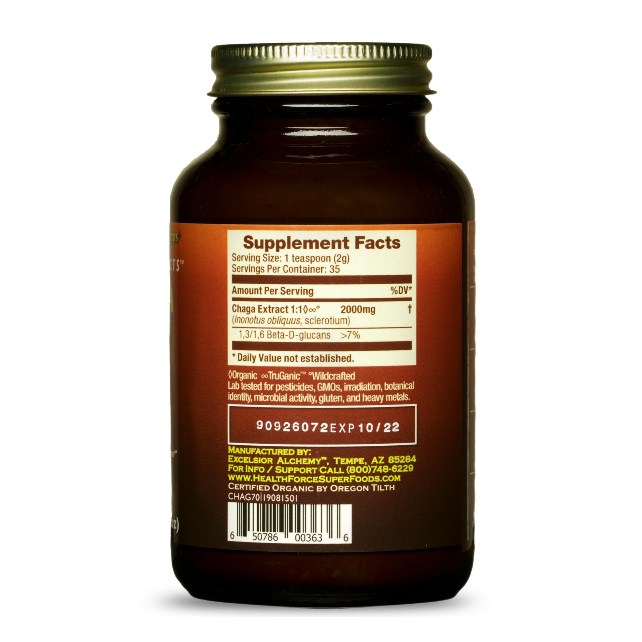 Labels showing Organic, Vegan, Kosher, and Gluten-Free certifications