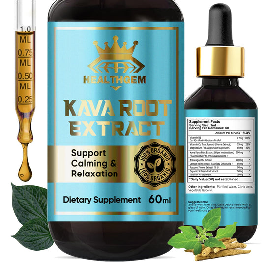 Front view of HEALTHGEM Kava Kava Drops bottle