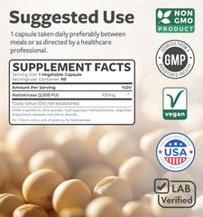 60 vegan Natto capsules bottle front view