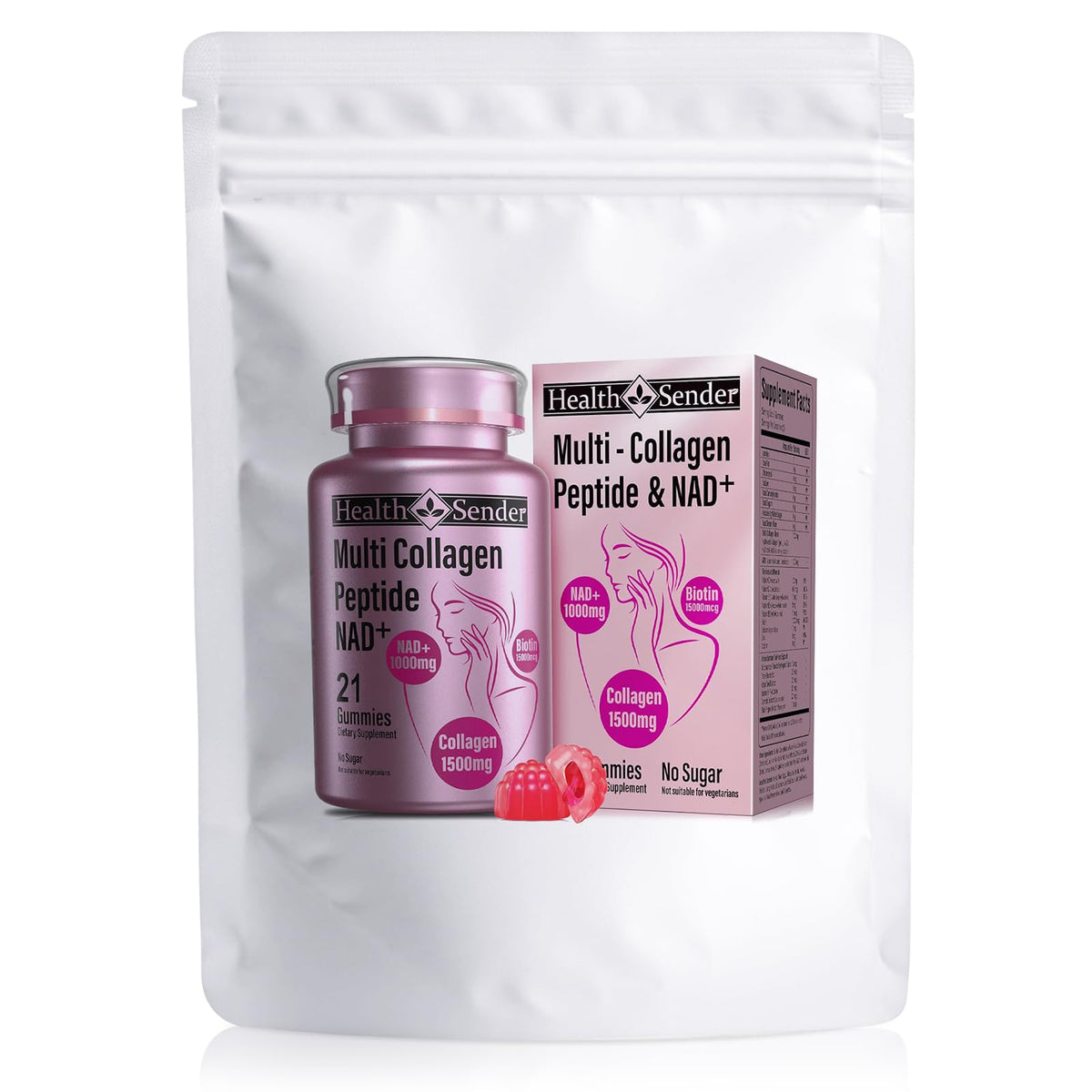 HealthSender Collagen Gummies bottle on white background