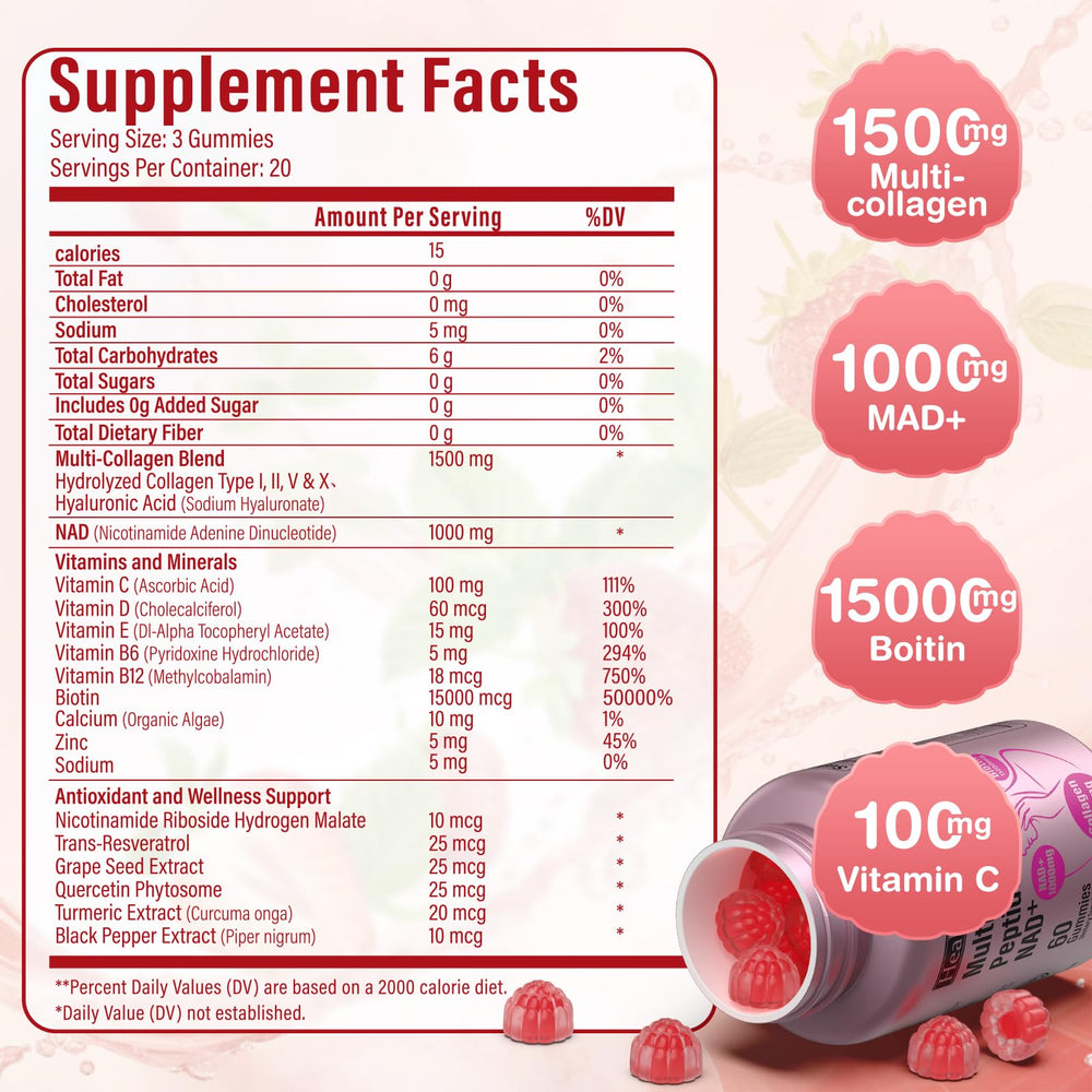 Packaging showing NAD 1000mg content and collagen ingredients