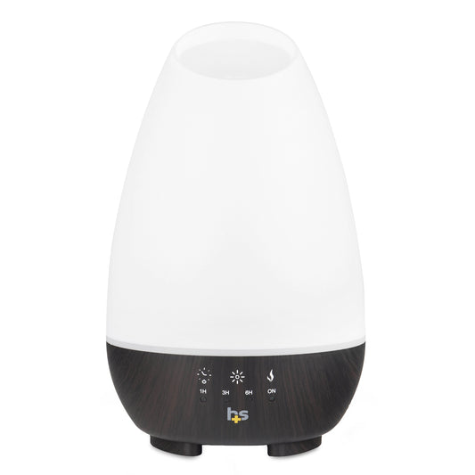 HealthSmart 500ML essential oil diffuser with white body and wood grain base