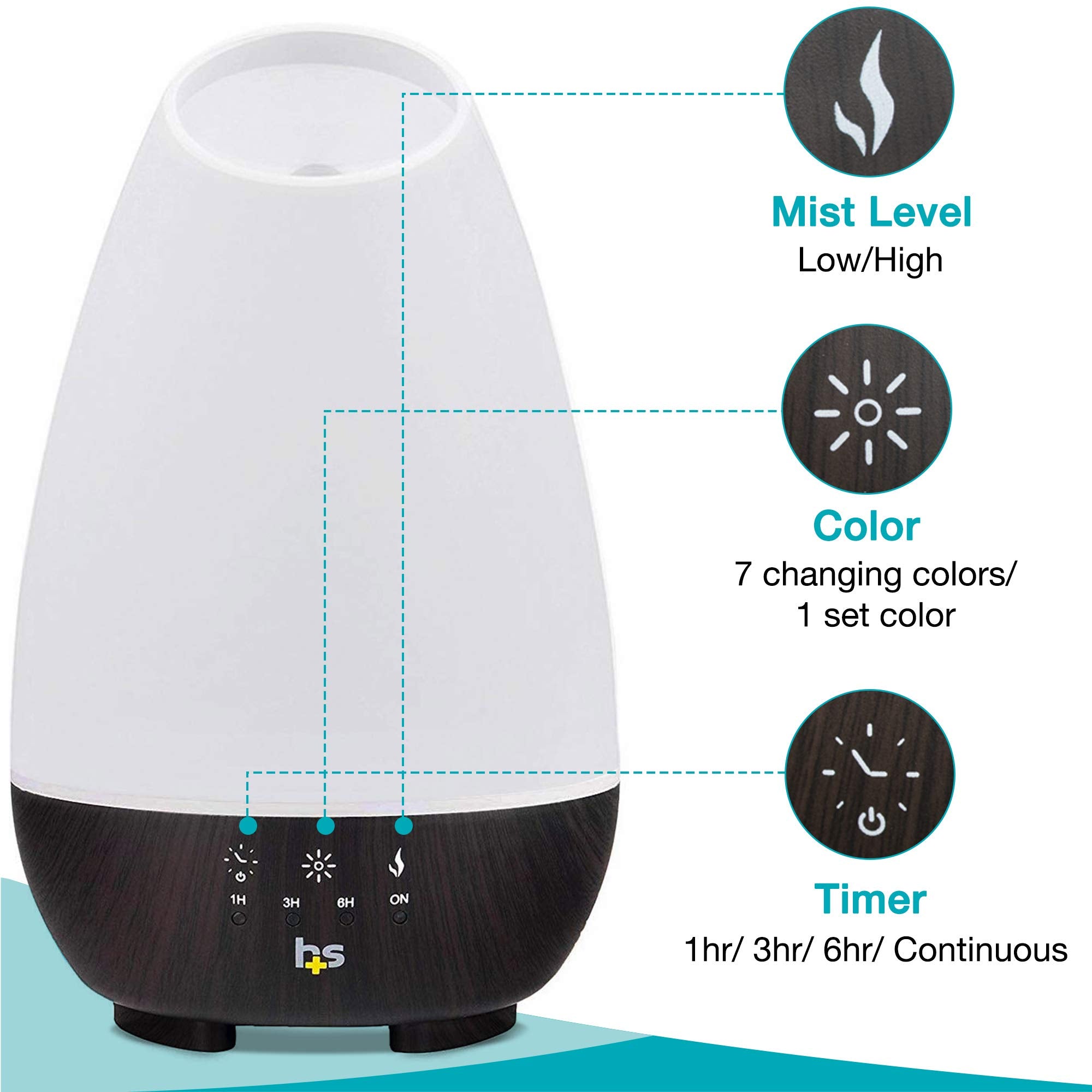 Sleek diffuser design with wood grain accent