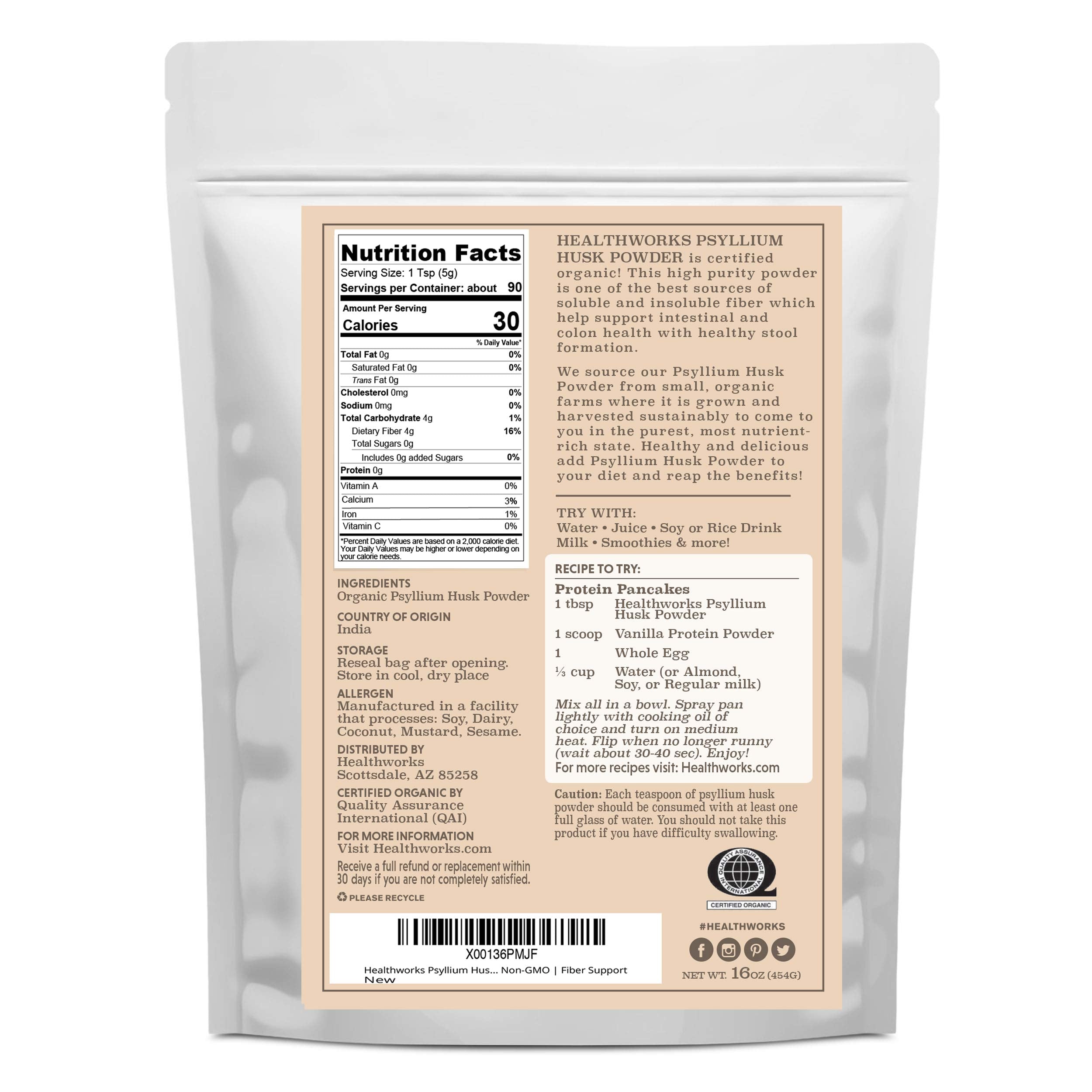 Finely ground organic psyllium husk powder
