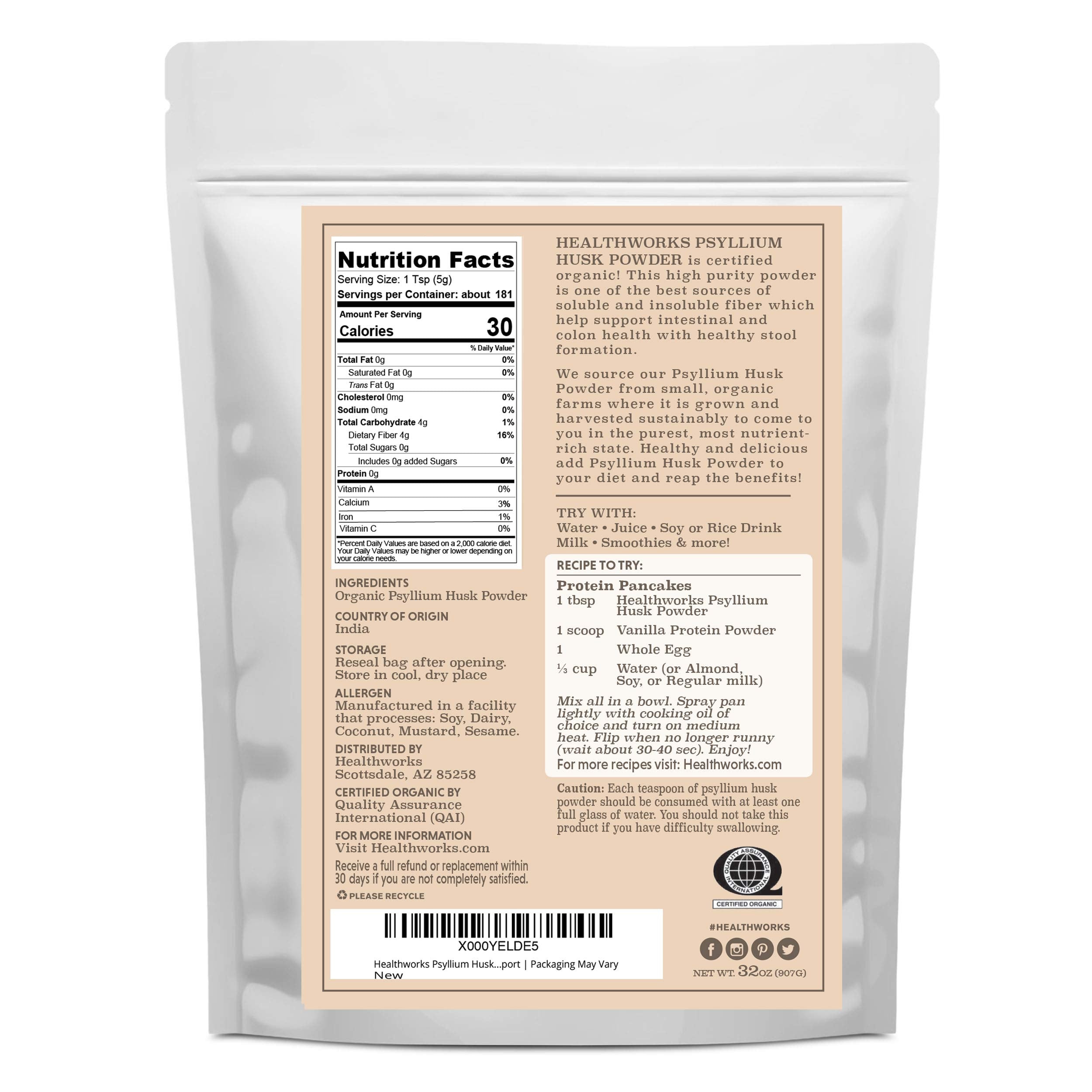 Back label with ingredients and certifications
