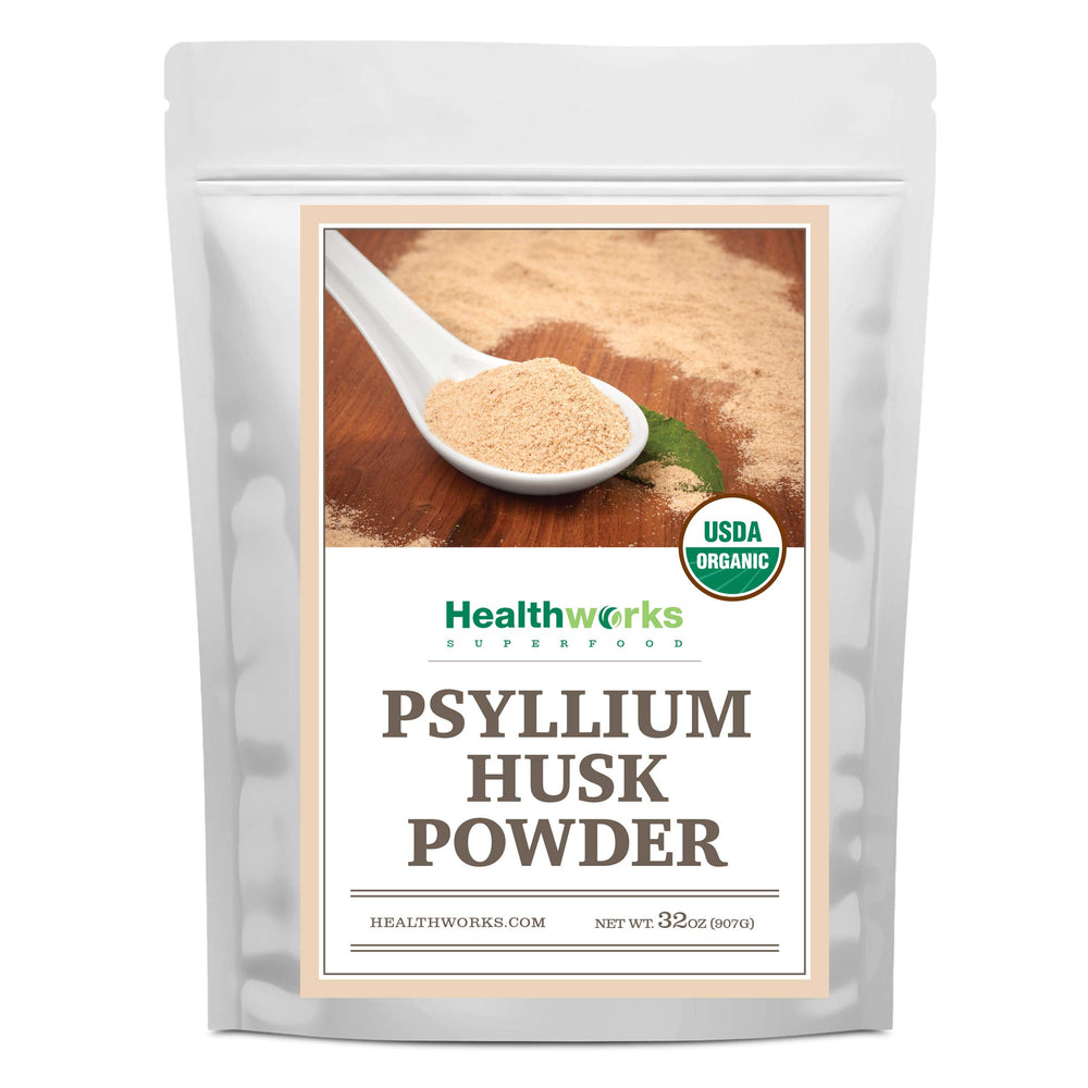 Front view of Healthworks Organic Psyllium Husk Powder 32 oz