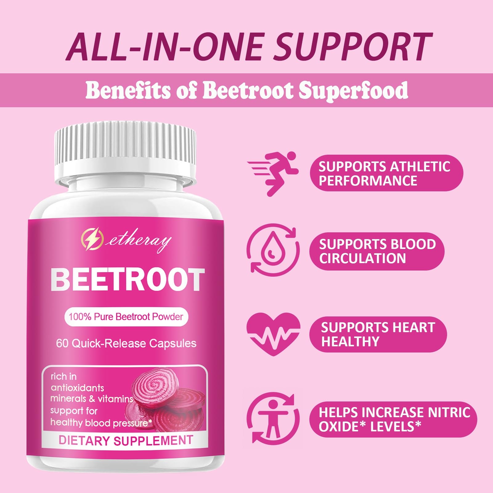 Beetroot capsules promoting healthy blood pressure
