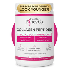 Healthy Bones Co. Fortibone bottle showing bone health support for daily use