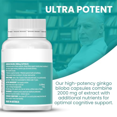 Ginkgo Biloba bottle label showing 2000mg dosage