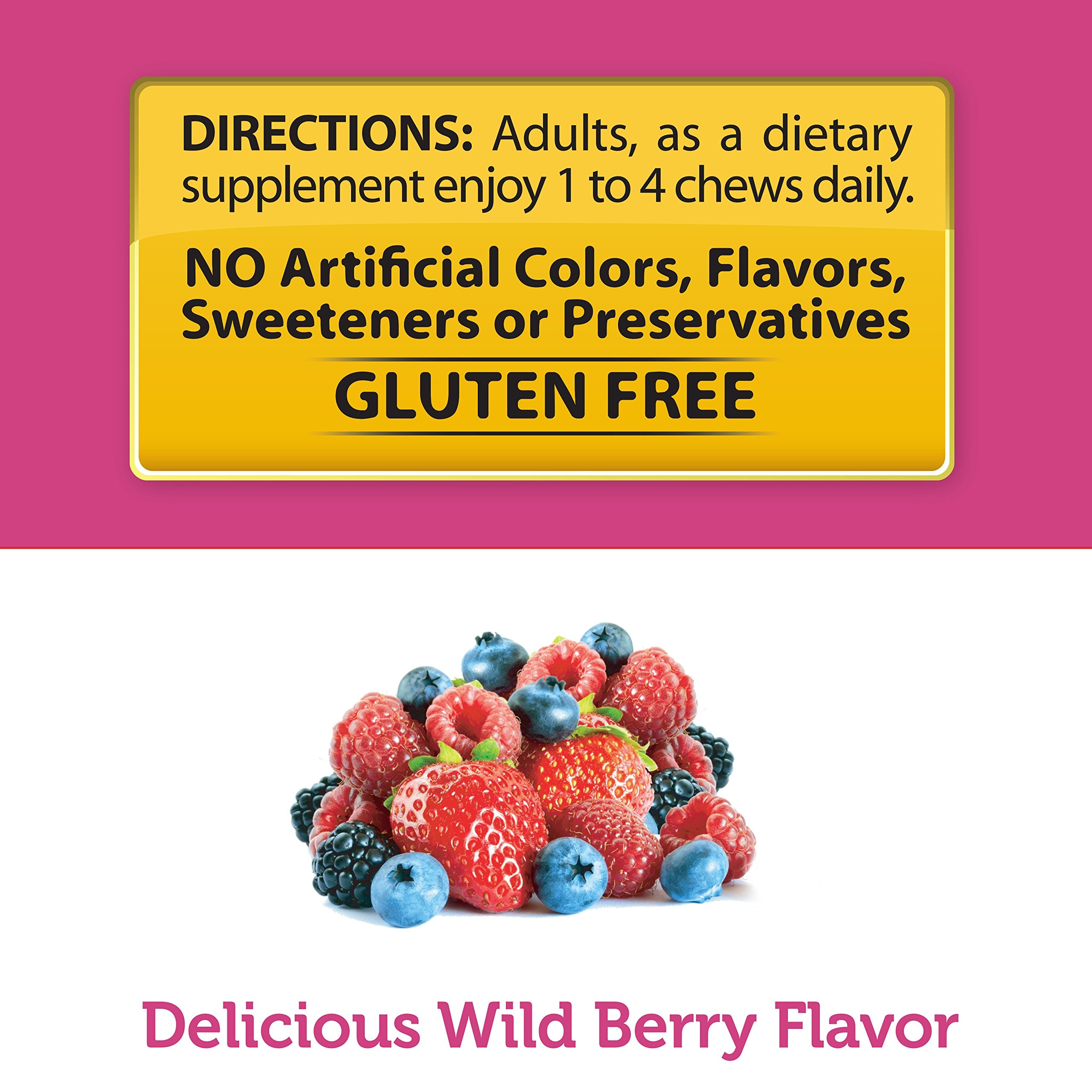 Two wild berry Biotin Soft Chews on white background