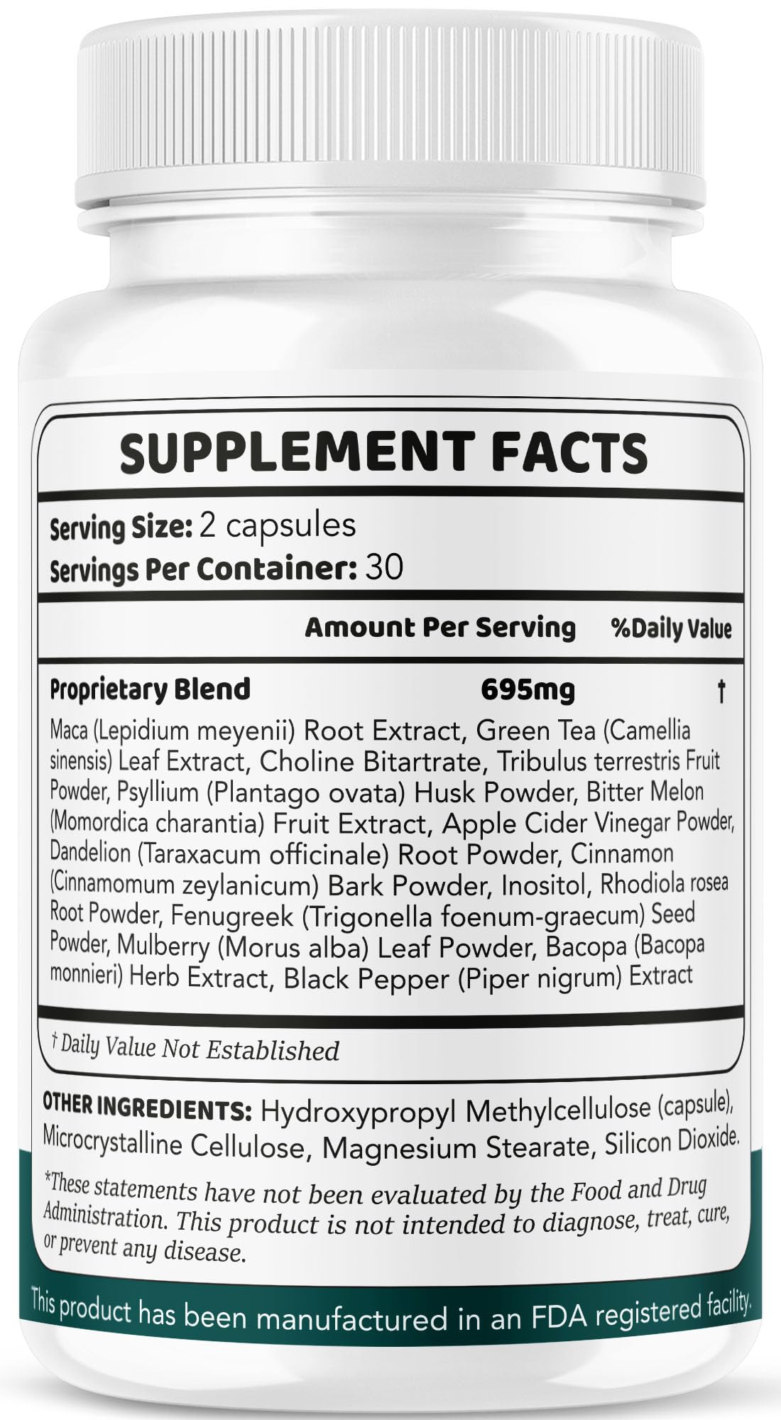 Bottle and packaging showing 120 capsule count for two months